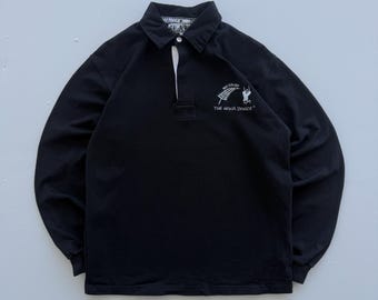 Zwart vintage Haka Dance-poloshirt vintage jaren '00 Nieuw-Zeeland rugby - medium