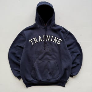 Sudadera con capucha Le Coq Sportif estilo vintage de los años 2000 (Y2K) en azul marino - Talla M imagen 1