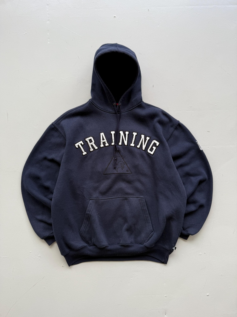 Sudadera con capucha Le Coq Sportif estilo vintage de los años 2000 (Y2K) en azul marino - Talla M imagen 1