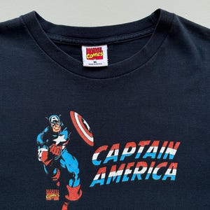 Navy Blue Captain America 00's Vintage Marvel Comics Graphic T-Shirt - XL image 6
