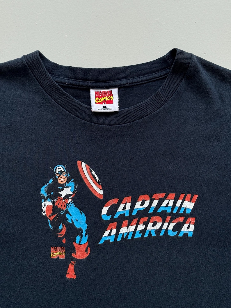Navy Blue Captain America 00's Vintage Marvel Comics Graphic T-Shirt - XL image 6