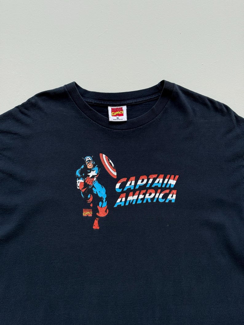 Navy Blue Captain America 00's Vintage Marvel Comics Graphic T-Shirt - XL image 2