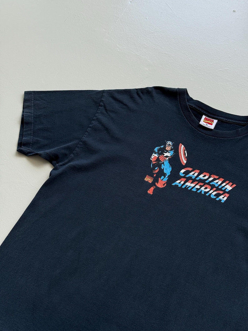 Navy Blue Captain America 00's Vintage Marvel Comics Graphic T-Shirt - XL image 5