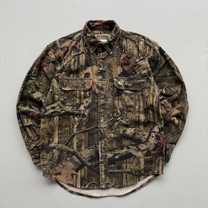 Grün Real Tree Camo Russel Outdoors 90er Jahre Vintage Langarm-Shirt - Medium