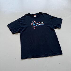 Navy Blue Captain America 00's Vintage Marvel Comics Graphic T-Shirt - XL image 3