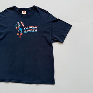 Navy Blue Captain America 00's Vintage Marvel Comics Graphic T-Shirt - XL image 4