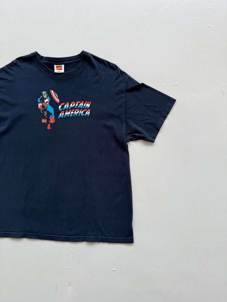 Navy Blue Captain America 00's Vintage Marvel Comics Graphic T-Shirt - XL image 4