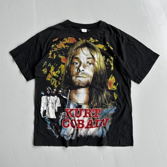 Black Nirvana Kurt Cobain Homage Rare Vintage 90's Band T-shirt
