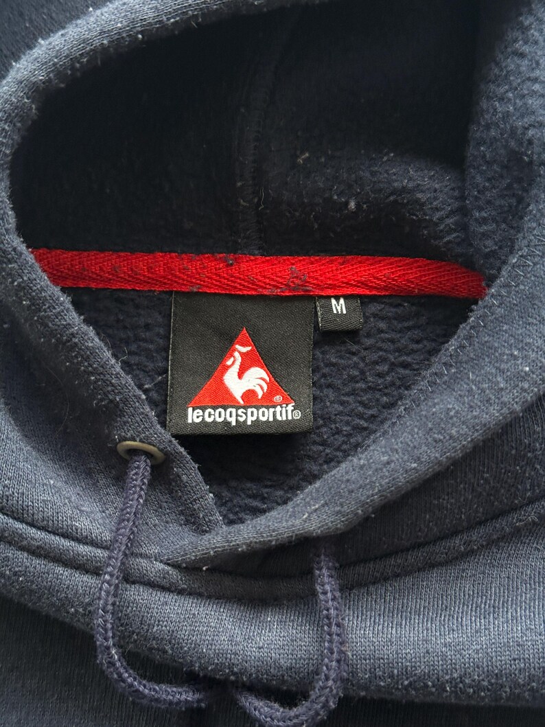 Sudadera con capucha Le Coq Sportif estilo vintage de los años 2000 (Y2K) en azul marino - Talla M imagen 6