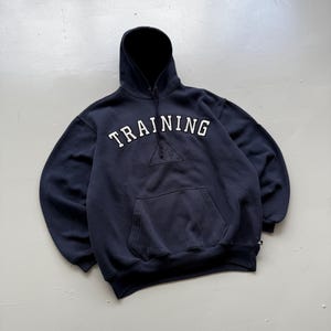 Sudadera con capucha Le Coq Sportif estilo vintage de los años 2000 (Y2K) en azul marino - Talla M imagen 4