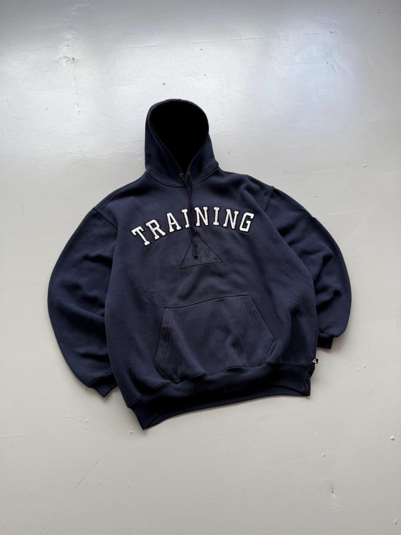 Sudadera con capucha Le Coq Sportif estilo vintage de los años 2000 (Y2K) en azul marino - Talla M imagen 4
