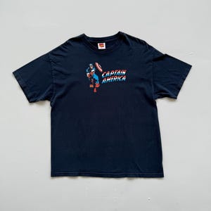 Navy Blue Captain America 00's Vintage Marvel Comics Graphic T-Shirt - XL image 1