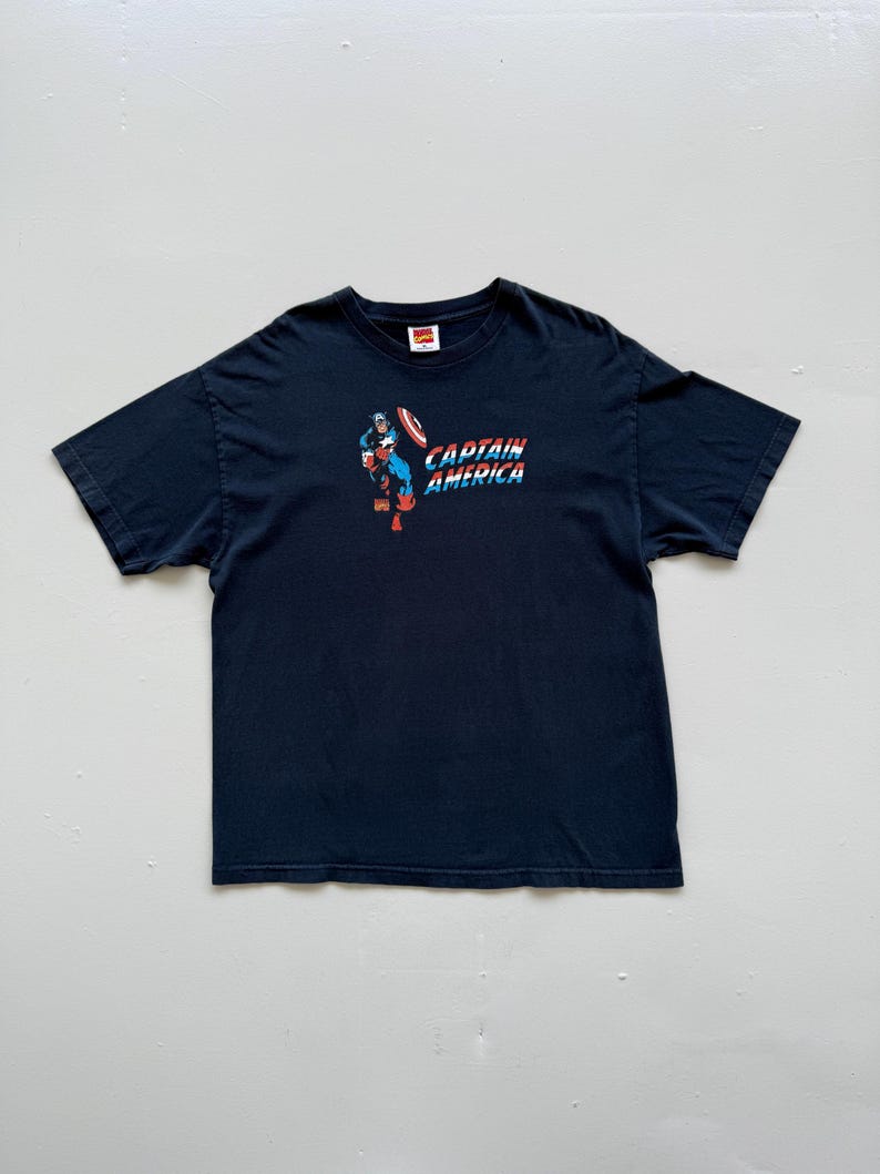 Navy Blue Captain America 00's Vintage Marvel Comics Graphic T-Shirt - XL image 1