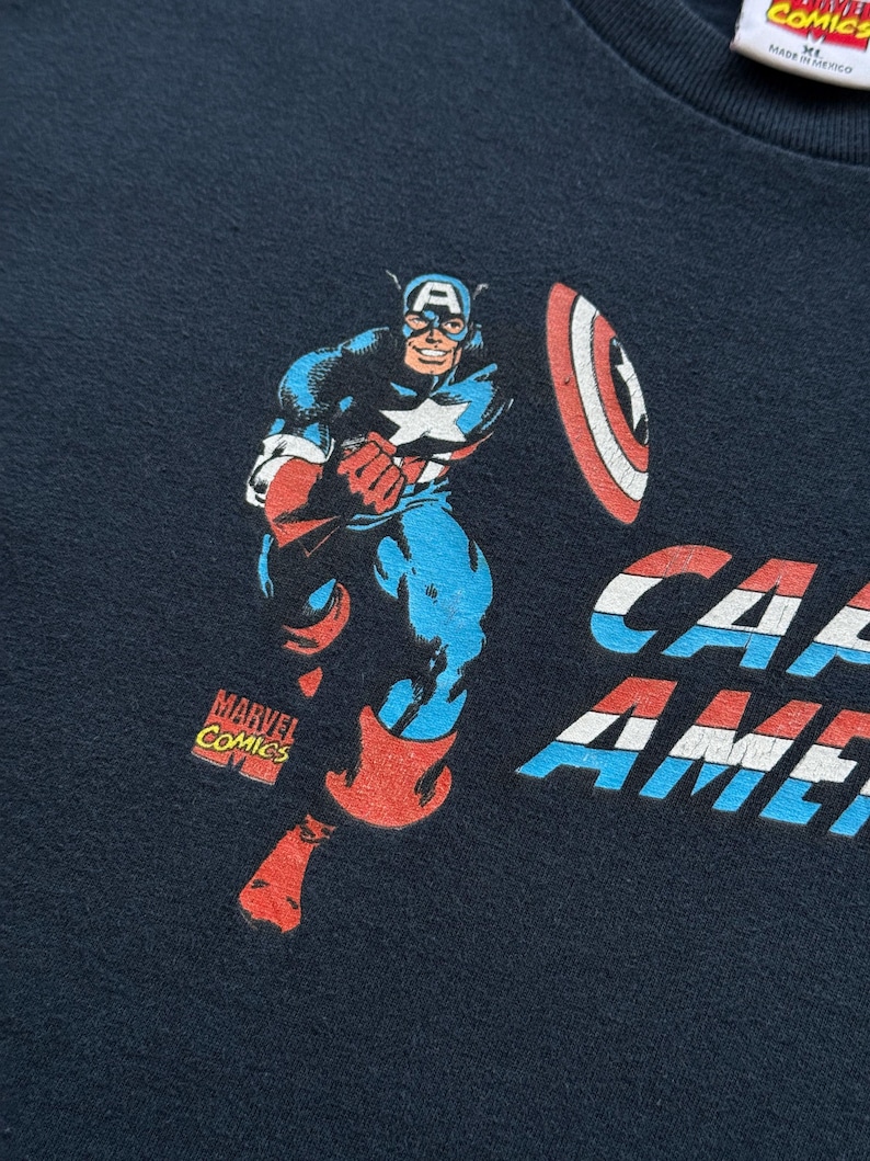 Navy Blue Captain America 00's Vintage Marvel Comics Graphic T-Shirt - XL image 8