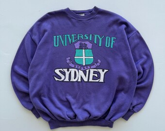 Paars sweatshirt met vintage logo 80's University of Sydney, jaren 80 - groot