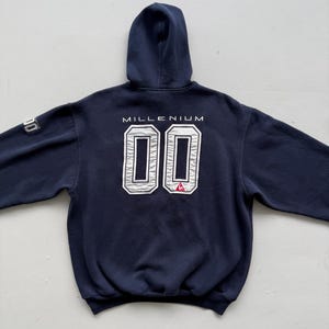 Sudadera con capucha Le Coq Sportif estilo vintage de los años 2000 (Y2K) en azul marino - Talla M imagen 2