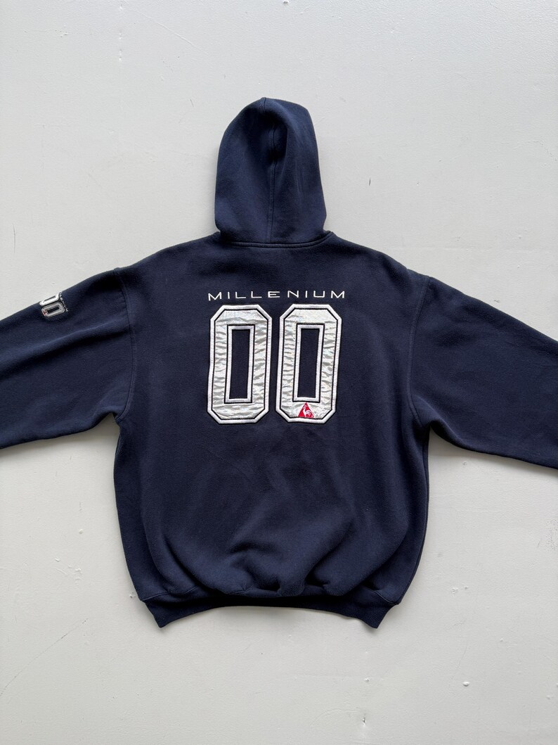 Sudadera con capucha Le Coq Sportif estilo vintage de los años 2000 (Y2K) en azul marino - Talla M imagen 2