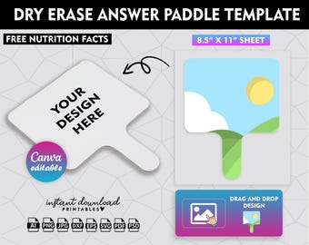 Dry Erase Answer Paddle Template, Canva Editable (Digital Download)