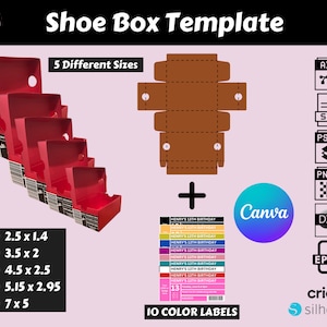 Schuhkarton Vorlage Bundle, Sneaker Box Vorlage Bundle svg, Schuhkarton Etikett svg, Geschenkbox svg, Partygeschenke Box, Schuhkartonetikettvorlage