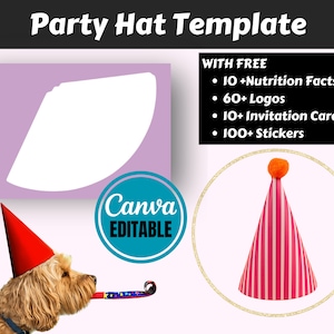 Party Hat Template, Birthday Hat Template, Cone Hat, Paper Hat ...