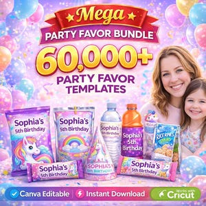 60000+ Party Favor Templates Bundle, Canva Editable (Digital Download)