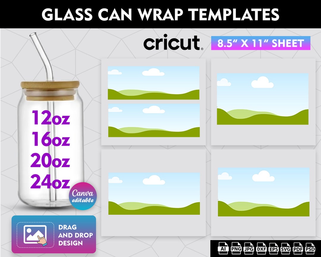 Libbey Glass Can Wrap Template Bundle, SVG Files for Cricut (digital ...