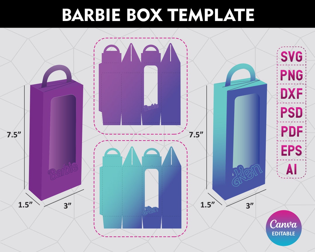 Barbie Box Template, Tall Gable Box Template, Gable Box Template Bundle Barbie Box Template, Tall Gable Box Template, Gable Box Template Bundle