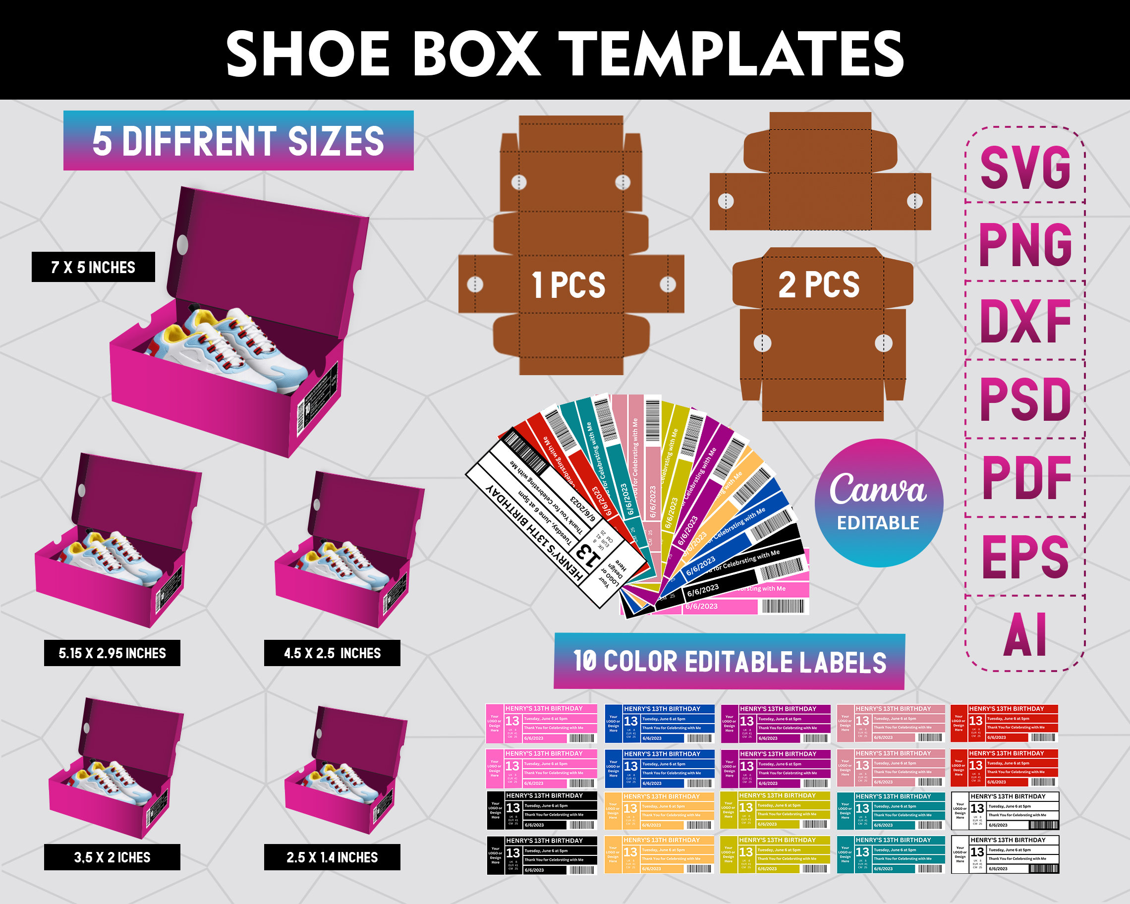 Mini  BOX 1:6 Template Instant Download Printable 