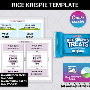 Rice Krispies Template, Rice Krispies Mockup Template ,Rice Krispies Treats, Party Template, DIY Rice Krispies Templates, Party favor, Svg