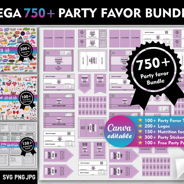 750+ Party favor bundle, Party favor templates