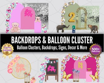 Balloon Mockup Bundle, Event Decor Editable Templates (Digital Download)