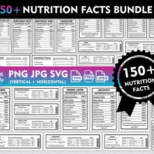 Paquete de más de 150 plantillas de datos nutricionales, PNG de datos nutricionales, plantilla de datos nutricionales de cumpleaños, SVG de datos nutricionales, taza de datos nutricionales para mamá