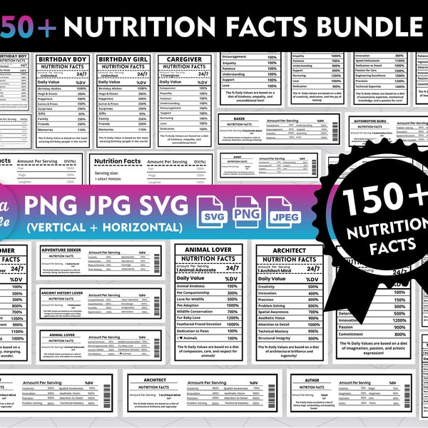 150+ Nutrition Facts Template Bundle , Nutrition Facts PNG, Birthday Nutrition Facts Template, Nutrition facts SVG, Mom Nutrition Facts Mug