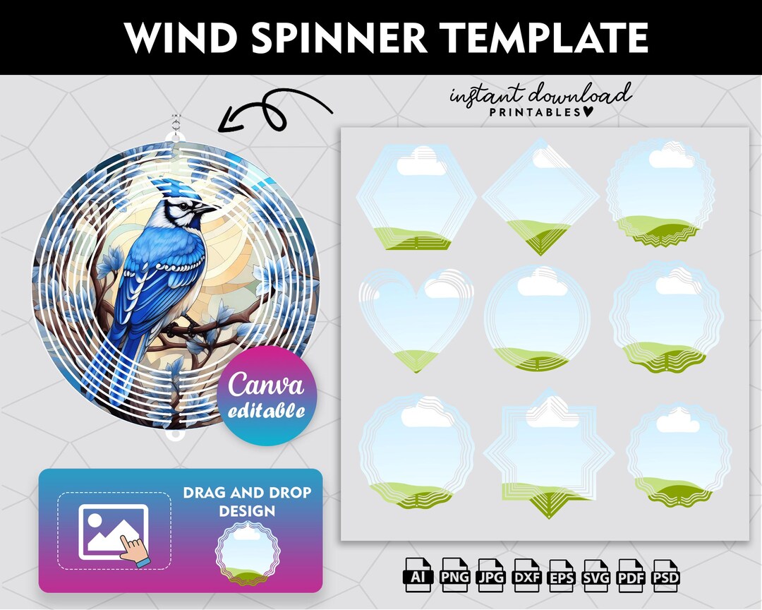 Spinner Sign Frame Wind Spinner Canva Template, Drag & Drop Frames (digital Download) - Etsy