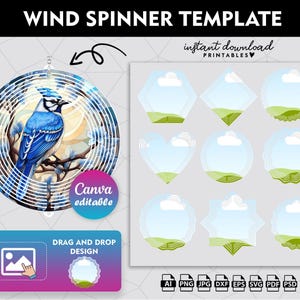 Plantilla editable de Canva de molino de viento, marco de Canva de molino de viento, marcos de Canva de arrastrar y soltar, paquete de molino de viento, descarga digital