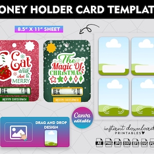 Money Holder Card Template, Canva Editable (Digital Download) image 1