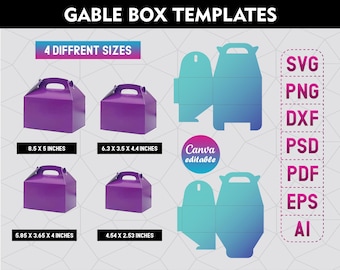 Gable Box Template Bundle, DIY Gift Box SVG (Digital Download)