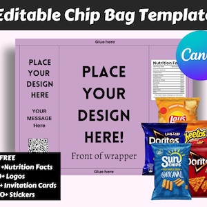 Chip Bag Template, Blank Chip Bag, Chip Bag Template Canva Editable ...