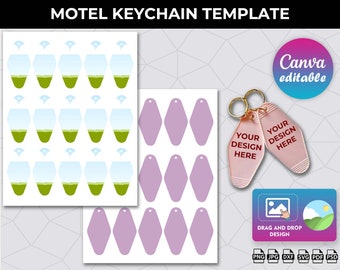 Motel Keychain Template, SVG, Sublimation Design, Canva Edit (Digital Download)