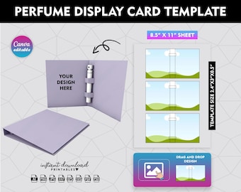 Plantilla para tarjetas de presentación de perfumes, tarjetas de muestra para hacer tú mismo (descarga digital)