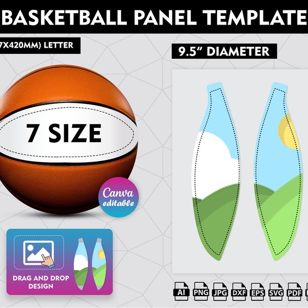 Size 7 Basketball Panel Template Svg, Blank Basketball Panel Template, Photo Basketball, Custom Basketball Panel Template, Canva Editable