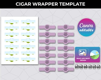 Cigar Wrapper Template Bundle, benutzerdefinierte Zigarrenbänder (Canva bearbeitbar)