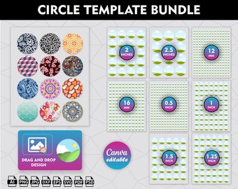 Circle Template Svg, Circle Template Bundle, Multipurpose Printable Circle Labels,  Circle Sticker Template, Round Label Template