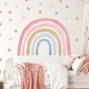 Wallsticker pink rainbow watercolor, Kids room rainbows, Decor, Wall decoration, Neutral Stickers for kids, Watercolor Decal, Removable A67