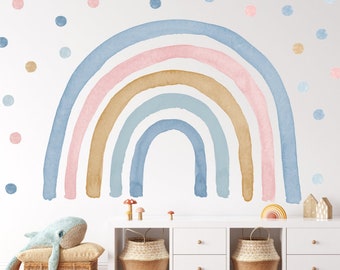 Wallsticker bleu arc-en-ciel aquarelle, Arcs-en-ciel de chambre d’enfants, Décor, Décoration murale, Autocollants neutres pour enfants, Décalcomanie aquarelle, Amovible A84