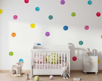 Watercolor Dots Stickers Colorful Big Dots, Watercolor Circles, Watercolor Decal, Nursery decor, Big round circles, Removable decals A69
