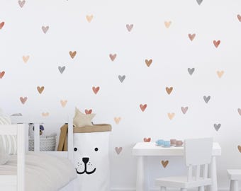Stickers aquarel harten, hart stickers, boho harten muurstickers, stickers meisjeskamer, kamer inspiratie, verwijderbare stickers, boho decor A64