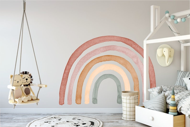 Wall Sticker Rainbow Watercolor Removable, Kids room decor, Kids place, Rainbows, Rainbow decor, Kids room decoration, Nursery decal A57 image 3