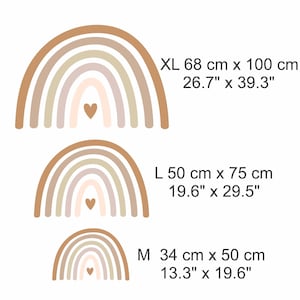 Wandaufkleber Regenbogen mit Herz gezeichnet, neutrale Farben, Boho-Regenbogenaufkleber, Regenbogen und Herz, abnehmbarer Aufkleber, A73 Bild 8