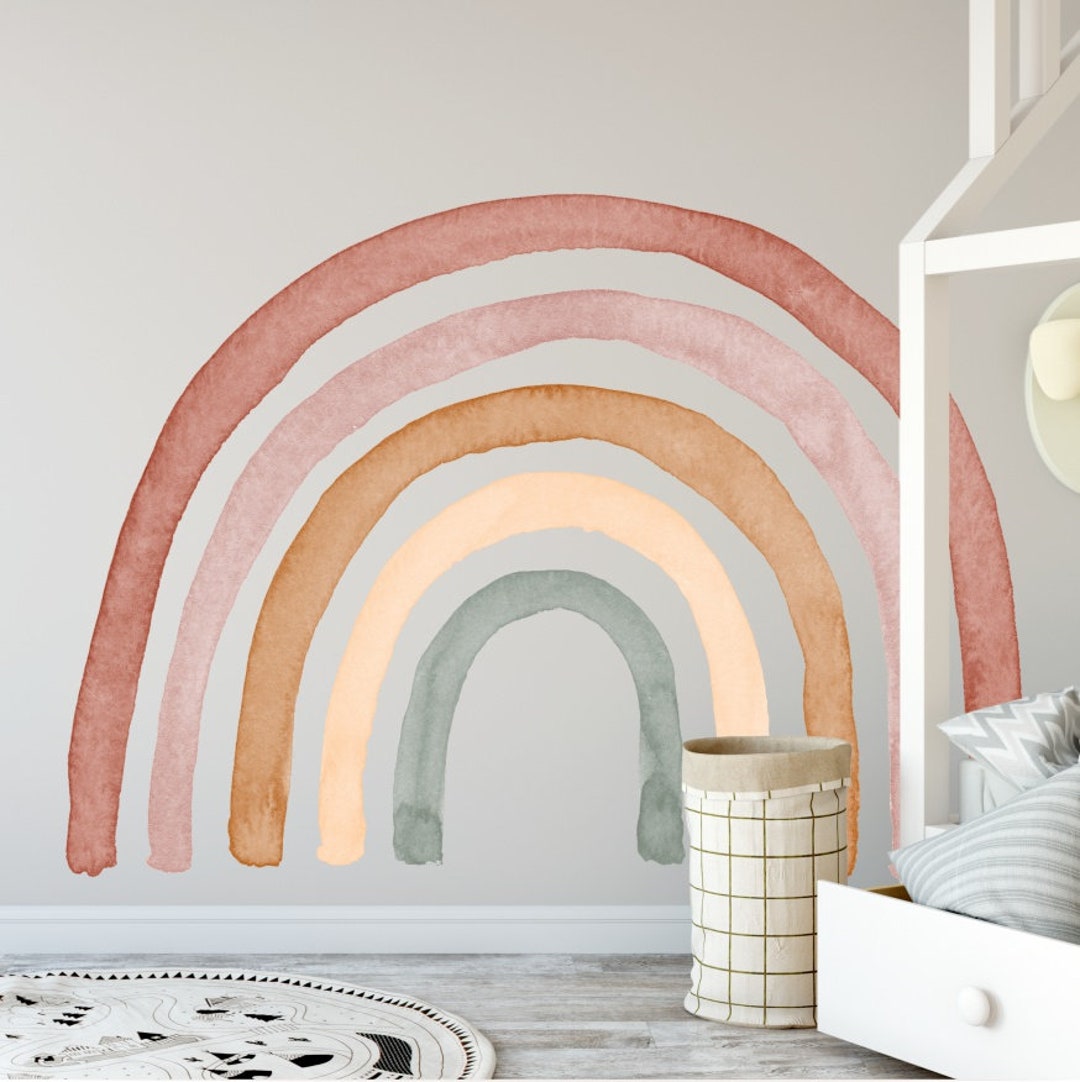 Wall Sticker Rainbow Watercolor Removable, Kids Room Decor, Kids Place ...